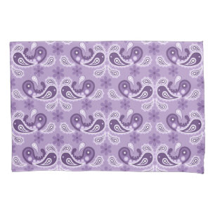Housse D'oreillers Shabby Chic Purple et blanc Motif Paisley