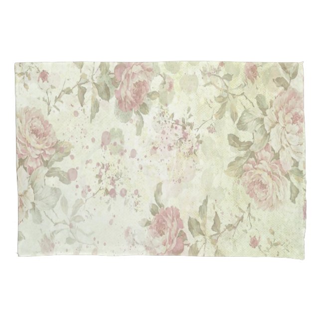 Housse D'oreillers Shabby Chic Rose Floral (devant)
