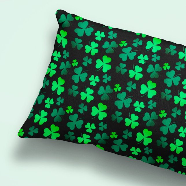 Housse D'oreillers Shamrock Clover Irlande Irish Modern Green & Black (Créateur téléchargé)