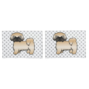 Housse D'oreillers Shih Tzu de dessin animé mignon doré avec un masqu