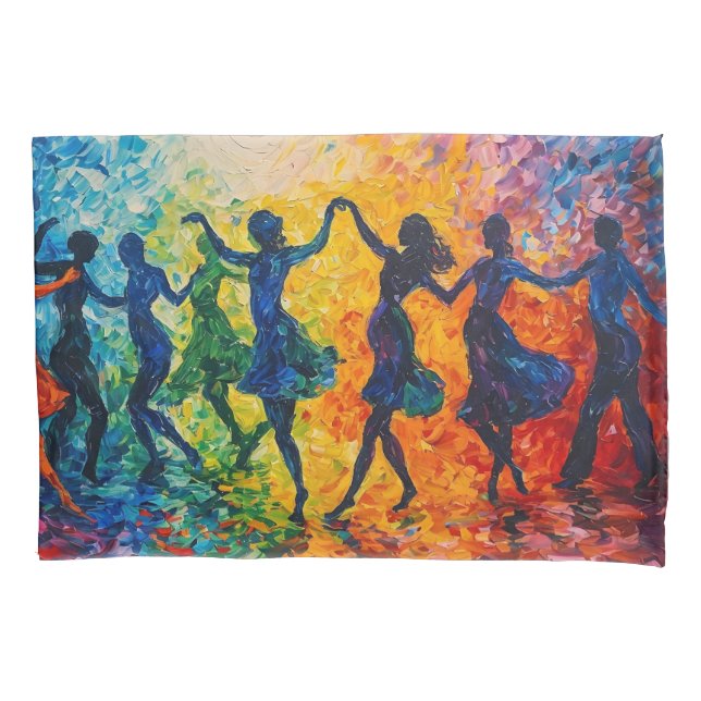 Housse D'oreillers Silhouettes colorées dansant (devant)