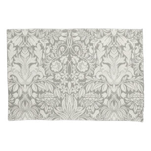 Housse D'oreillers Simple motif floral damassé blanc