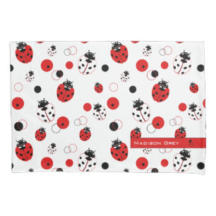 Housse D'oreillers Simple Motif Ladybug rouge, noir et blanc