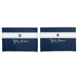 Housse D'oreillers Simples Compass de marine moderne Script personnal