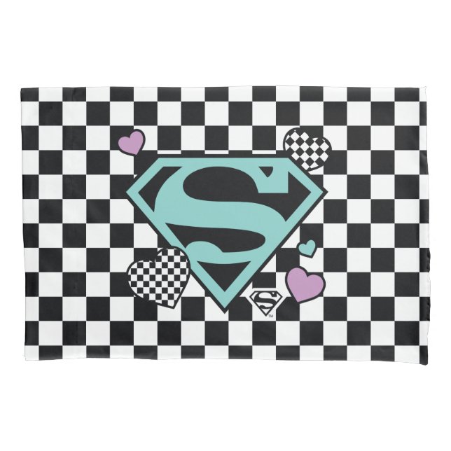 Housse D'oreillers Skater Girl Supergirl Coeurs S-Shield (devant)