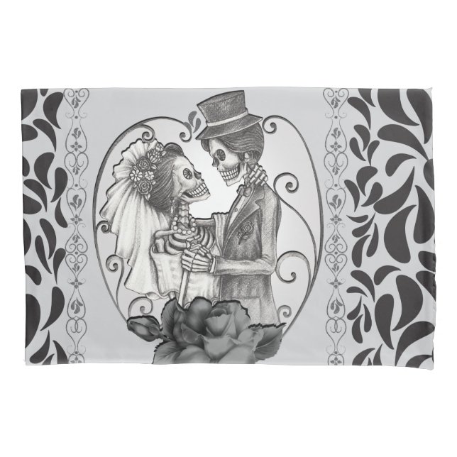 Housse D'oreillers Skeleton Love Couple Mariage Danse (devant)