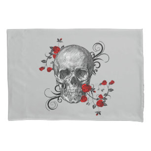 Housse D'oreillers Skull And Rose Sketch revient à la bande