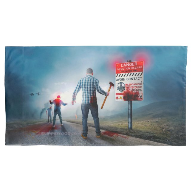 Housse D'oreillers SlipperyJoe's heureux Halloween yeux brillants zom (devant)