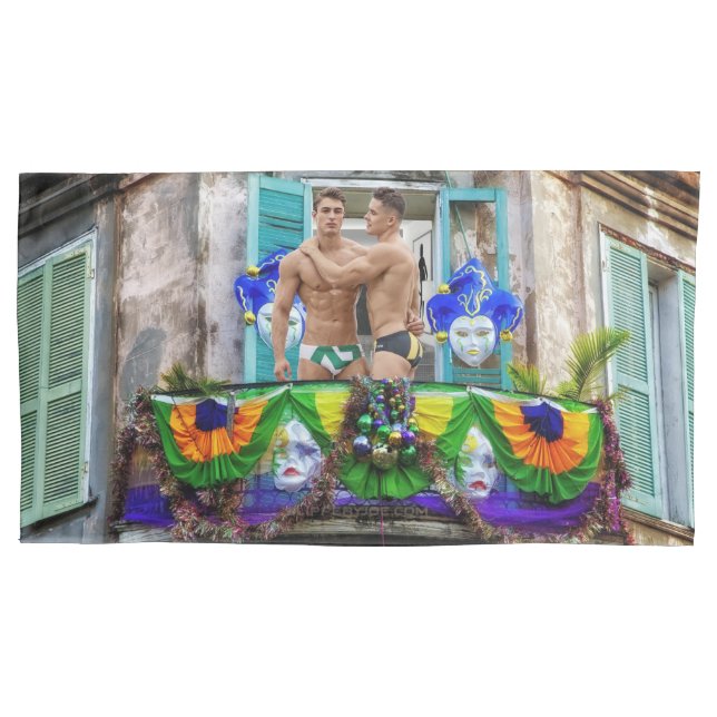 Housse D'oreillers SlipperyJoe's Mardi Gras masques perles décoration (devant)