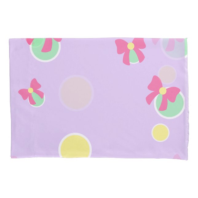 Housse D'oreillers soft pastel polka dots and bows (devant)