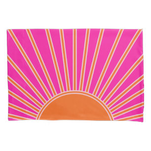Housse D'oreillers Soleil Sunrise Hot Rose Et Orange Preppy Sunshine