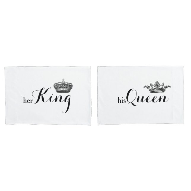 Housse D'oreillers "Son Roi, Sa Reine" Jeu De Pillowcase V2 (devant-Set)