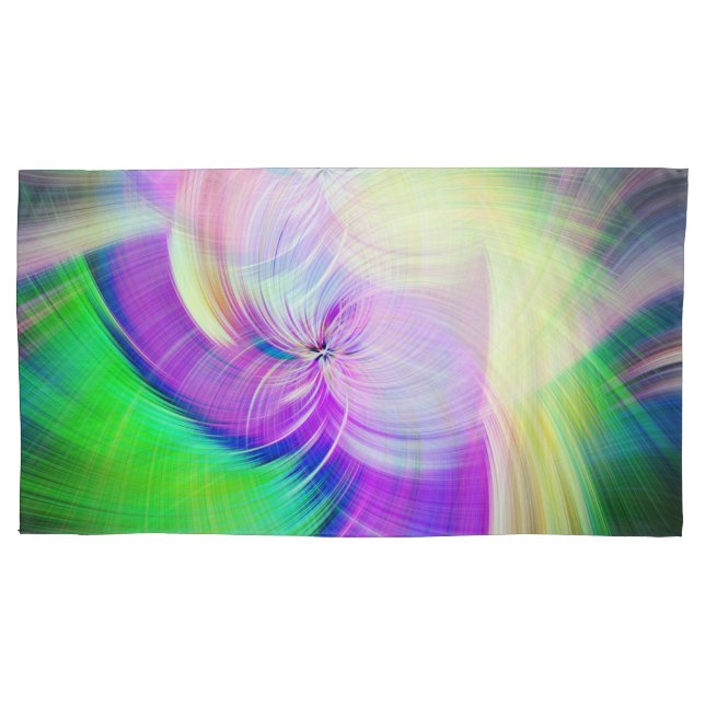 Housse D'oreillers SPIRALFLUO - Psychédélique colorée moderne fractal (devant)