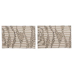 Housse D'oreillers Spots et bandes 2 - Taupe, Noir et Blanc