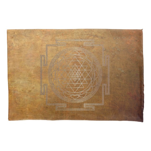 Housse D'oreillers Sri Yantra en cuivre - Coque Coussin (devant)