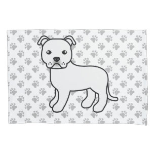 Housse D'oreillers Staffie anglais blanc Chien de dessin animé mignon
