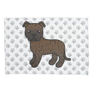 Housse D'oreillers Staffie anglais bringé Chien de dessin animé migno