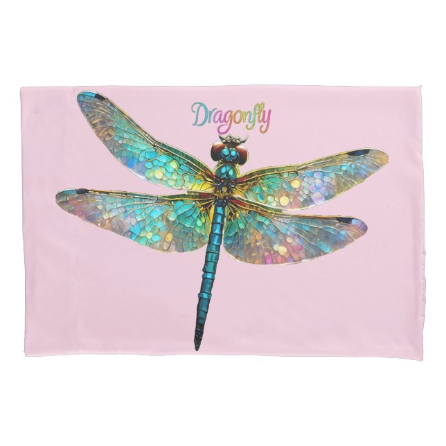 Housse D'oreillers Stained Glass Colorful Dragonfly (devant)