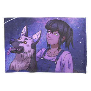 Housse D'oreillers Stargazing avec un chien