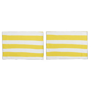 Housse D'oreillers Stripes inégales - Citron jaune et blanc
