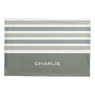 Housse D'oreillers Stripes Motif monogramme personnalisé pilotis
