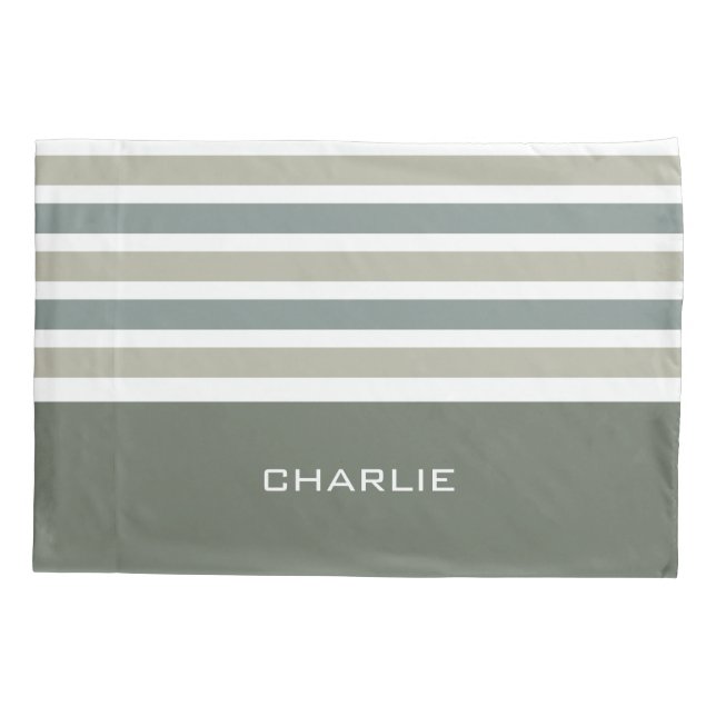 Housse D'oreillers Stripes Motif monogramme personnalisé pilotis (Dos)
