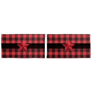 Housse D'oreillers Style champêtre Rouge et noir Buffalo Plaid Red St