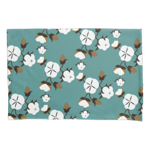 Housse D'oreillers Style Ferme Fleurs de coton modernes et Turquoise