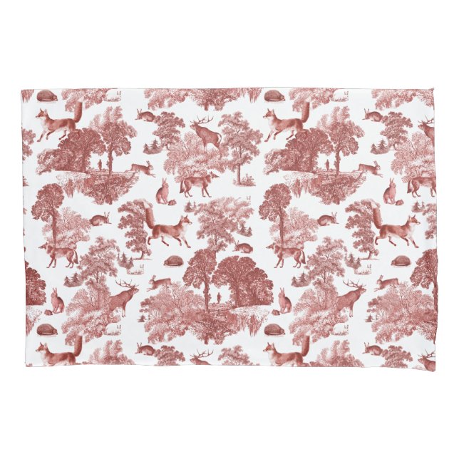 Housse D'oreillers Stylo Red French Toile Fox Rabbit en forêt (devant)