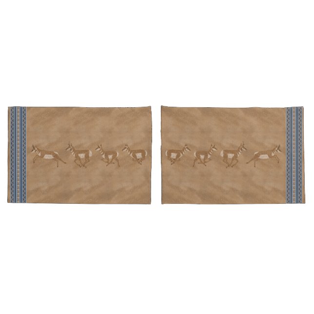 Housse D'oreillers Sud-ouest Pronghorn Antelopes Standard Bleu Fronti (Dos-Set)