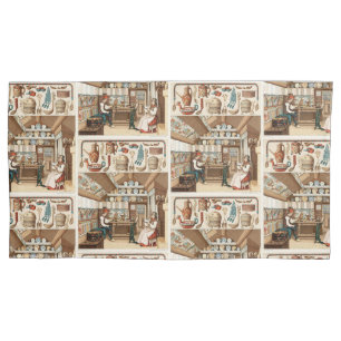 Housse D'oreillers "Suède Vintage, intérieur d'une maison en bois"