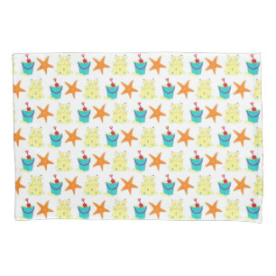 Housse D'oreillers Summer Beach Party Sandcastle Starfish Pail Shovel