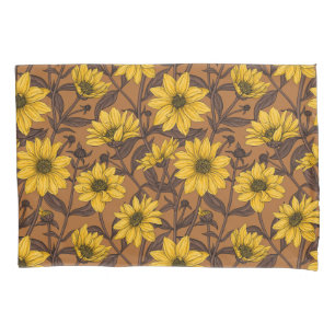 Housse D'oreillers Sunroot, tournesol sauvage en jaune et marron