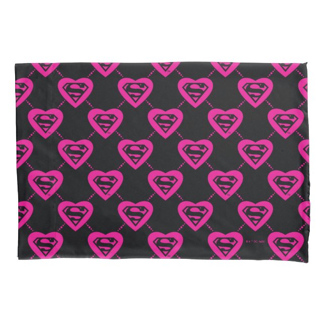 Housse D'oreillers Supergirl Hearts Motif diagonal (devant)