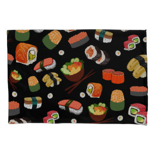 Housse D'oreillers Sushi coloré sur Arrière - plan noir