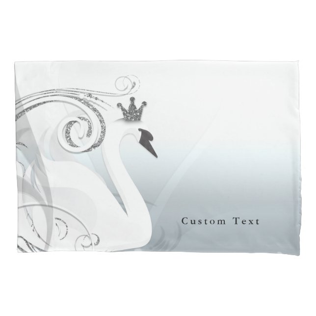 Housse D'oreillers Swan Princess Silver & White Elegant Conte Fée (devant)