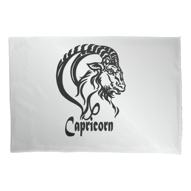 Housse D'oreillers SYMBOLE Zodiaque Capricorne et symbole Argent (devant)
