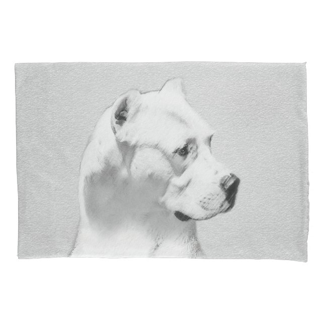 Housse D'oreillers Tableau Dogo Argentino - Art Chien original (devant)