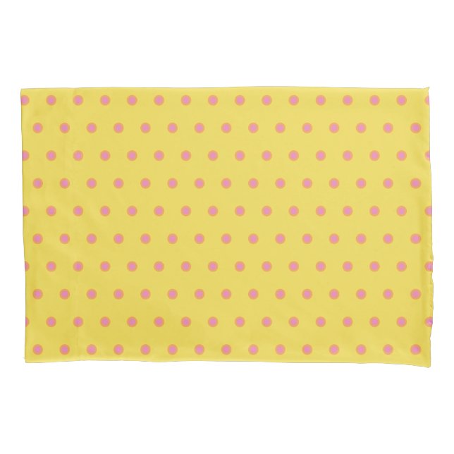 Housse D'oreillers Taches roses motifs sur jaune et orange clair (devant-gauche)