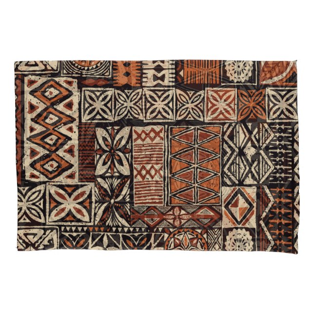 Housse D'oreillers Tapa hawaïen : Patchwork tribal (devant)