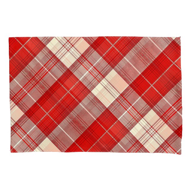 Housse D'oreillers Tartan rouge et blanc (devant)