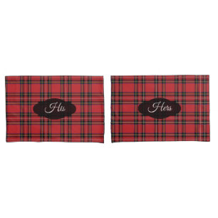 Housse D'oreillers Tartan Rouge Lit Ses Caisses D'Oreillers, Standard