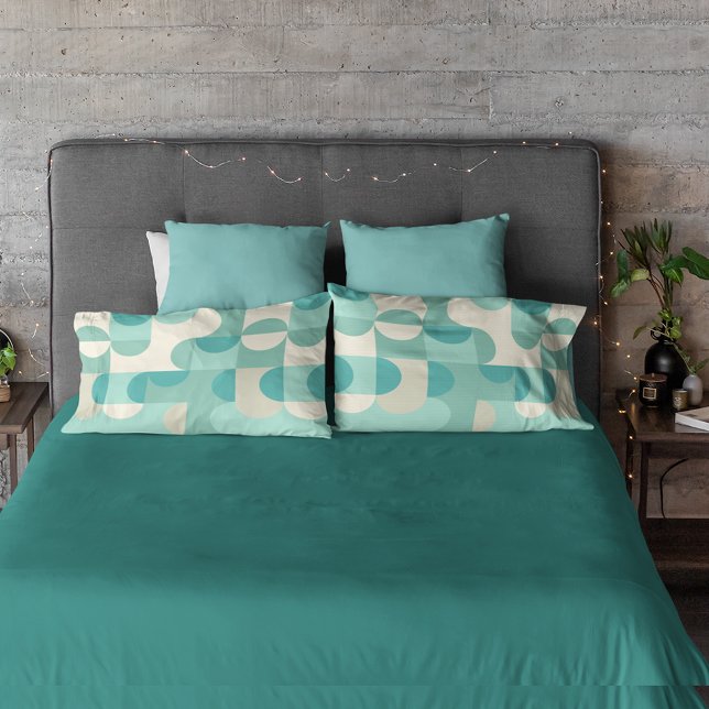 Housse D'oreillers Taupe Beige Turquoise Blue Mint Cercles verts Moti (Créateur téléchargé)