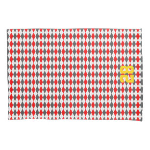 Housse D'oreillers Team Spirit Jacquard Rouge Blanc Noir Jaune Nombre