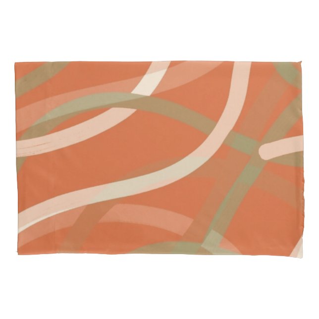 Housse D'oreillers Terracotta Linework Pattern | Cream & Olive  (devant)