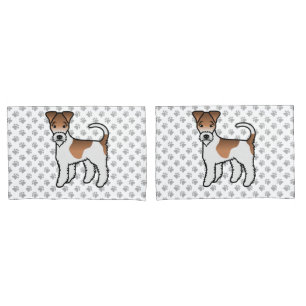 Housse D'oreillers Terrier Fox à fil blanc et fauve Chien de dessin a