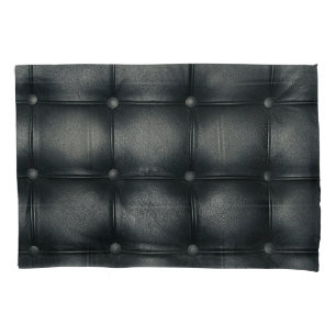 Housse D'oreillers Texture en Cuir Boutonné Luxe