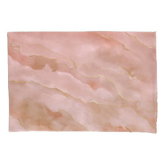 Housse D'oreillers Texture or en marbre rose liquide
