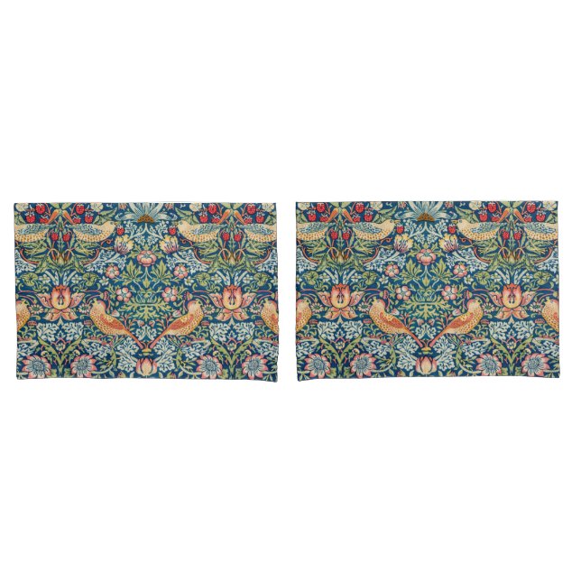 Housse D'oreillers Thief fraise par William Morris Indigo Mineral (devant-Set)