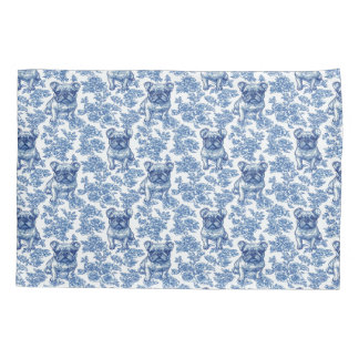 Housse D'oreillers Toile de Bulldog bleu